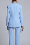 Blue Peak Lapel 2 Piece Double Breasted Business Suits