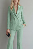 Blue Peak Lapel 2 Piece Double Breasted Business Suits