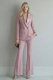 Blue Peak Lapel 2 Piece Double Breasted Business Suits