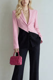 2 Piece Black Pink Single Breasted Peak Lapel Women Formal Suits