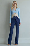 Peak Lapel Blue Navy 2 Piece Single Breasted Business Suits
