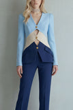 Peak Lapel Blue Navy 2 Piece Single Breasted Business Suits