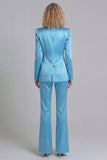 Peak Lapel Blue 2 Piece Single Breasted Business Suits