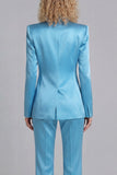 Peak Lapel Blue 2 Piece Single Breasted Business Suits