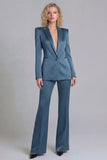 Peak Lapel Blue 2 Piece Single Breasted Business Suits