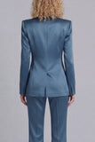Peak Lapel Blue 2 Piece Single Breasted Business Suits