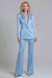 Peak Lapel Blue 2 Piece Single Breasted Business Suits