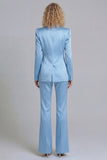 Peak Lapel Blue 2 Piece Single Breasted Business Suits