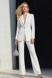 Peak Lapel 2 Piece White Single Breasted Business Suits