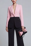 Black Pink 2 Piece Single Breasted Peak Lapel Women Formal Suits
