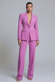 Purple Peak Lapel 2 Piece Single Breasted Business Suits