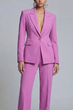 Purple Peak Lapel 2 Piece Single Breasted Business Suits