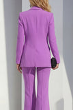 Peak Lapel Long Sleeves Purple 2 Piece Business Suits