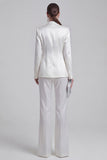 White Peak Lapel Long Sleeves 2 Piece Business Suits