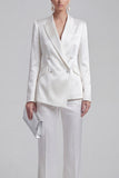 White Peak Lapel Long Sleeves 2 Piece Business Suits
