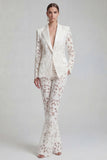 White Peak Lapel Long Sleeves 2 Piece Business Suits with Pockets