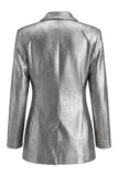 2 Piece Shawl Lapel Grey Ruched Business Suits with Bow