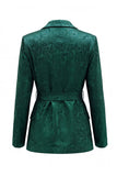 2 Piece Peak Lapel Floral Dark Green Long Sleeves Business Suits