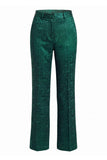 2 Piece Peak Lapel Floral Dark Green Long Sleeves Business Suits