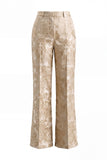 2 Piece Shawl Lapel Champagne Jacquard Floral Business Suits