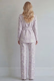 Lilac 2 Piece Peak Lapel Floral Long Sleeves Business Suits
