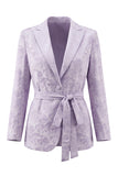 Lilac 2 Piece Peak Lapel Floral Long Sleeves Business Suits