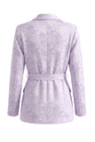 Lilac 2 Piece Peak Lapel Floral Long Sleeves Business Suits