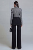 Black Single Breasted Peak Lapel Long Sleeves 2 Piece Business Suits