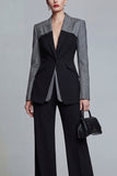 Black Single Breasted Peak Lapel Long Sleeves 2 Piece Business Suits