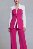 Black Single Breasted Peak Lapel Long Sleeves 2 Piece Business Suits