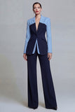 Black Single Breasted Peak Lapel Long Sleeves 2 Piece Business Suits