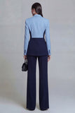 Black Single Breasted Peak Lapel Long Sleeves 2 Piece Business Suits