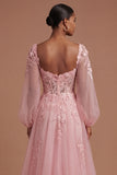 Floral Corset A Line Sweetheart Long Prom Dress