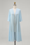 Sky Blue Chiffon Short Sleeves Jacket