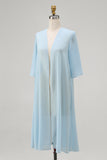 Sky Blue Chiffon Short Sleeves Jacket