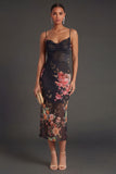 Floral Sheath Spaghetti Straps Sleeveless Midi Beach Wedding Guest Dress