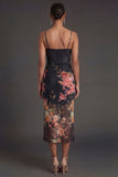 Floral Sheath Spaghetti Straps Sleeveless Midi Beach Wedding Guest Dress