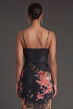 Floral Sheath Spaghetti Straps Sleeveless Midi Beach Wedding Guest Dress