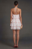 Purple Ruffled Tiered Halter Neck Short Summer Wedding Guest Dress