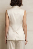Single Breasted 2 Piece Blue Sleeveless Peak Lapel Women Formal Suits