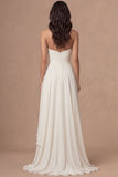 Ivory Sweetheart Ruffled Backless Long Bridal Shower Dress with Slit