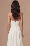 Ivory Sweetheart Ruffled Backless Long Bridal Shower Dress with Slit