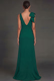 Dark Green Mermaid Ruffled V Neck Long Formal Dress with Slit