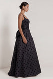 Black Square Neck A Line Backless Long Wedding Guest Dress