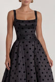 Black Square Neck A Line Backless Long Wedding Guest Dress
