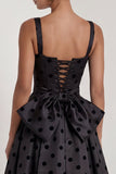 Black Square Neck A Line Backless Long Wedding Guest Dress