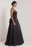 Black Square Neck A Line Backless Long Wedding Guest Dress