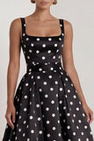 Black Square Neck A Line Backless Long Wedding Guest Dress