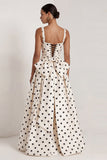 Black Square Neck A Line Backless Long Wedding Guest Dress