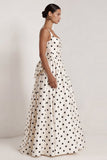 Black Square Neck A Line Backless Long Wedding Guest Dress